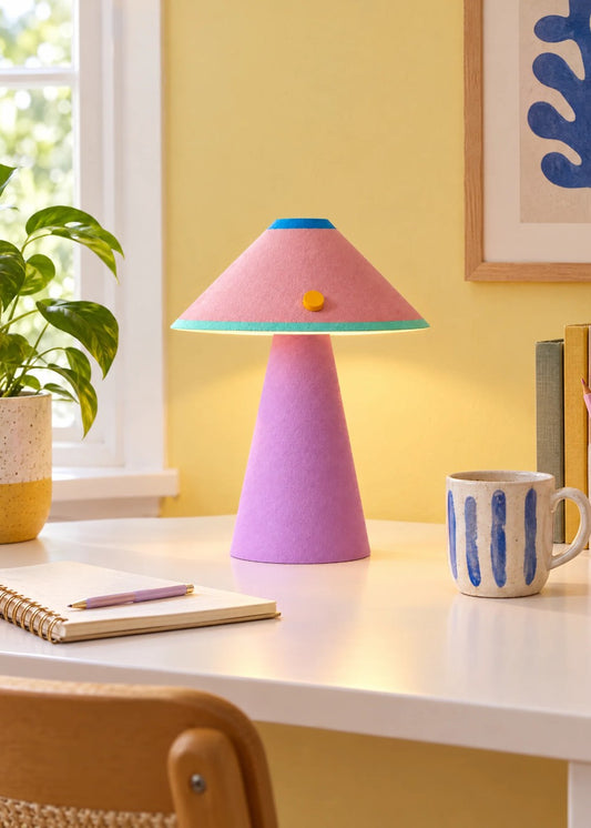 Tehanu Lab Tokyo Textured Masa Lambası Pembe-Lila, mekânda kullanım