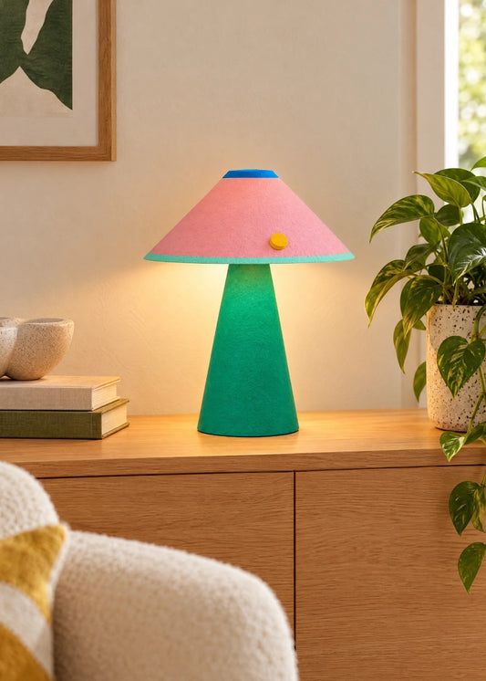 Tehanu Lab Tokyo Textured Masa Lambası Pembe-Yeşil, mekânda kullanım
