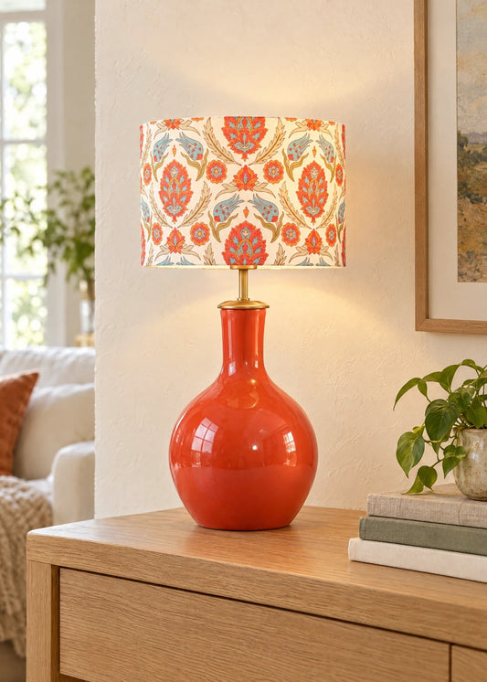Mystic Shine Design Yadigar turuncu ahşap abajur, mekânda kullanım