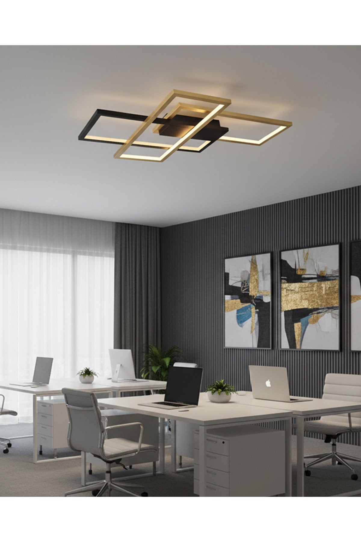 Square 3'lü LED Plafonyer 90x60 cm - Özcan Aydınlatma