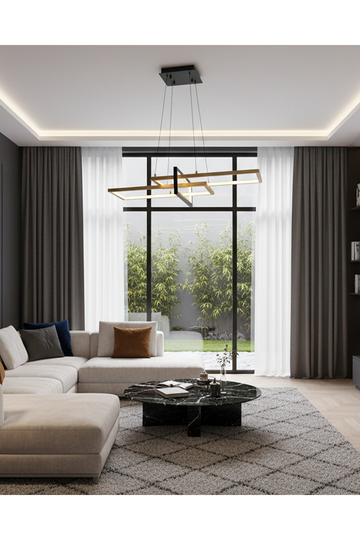 Square 3'lü Yatay Sarkıt 90 cm - Özcan Aydınlatma