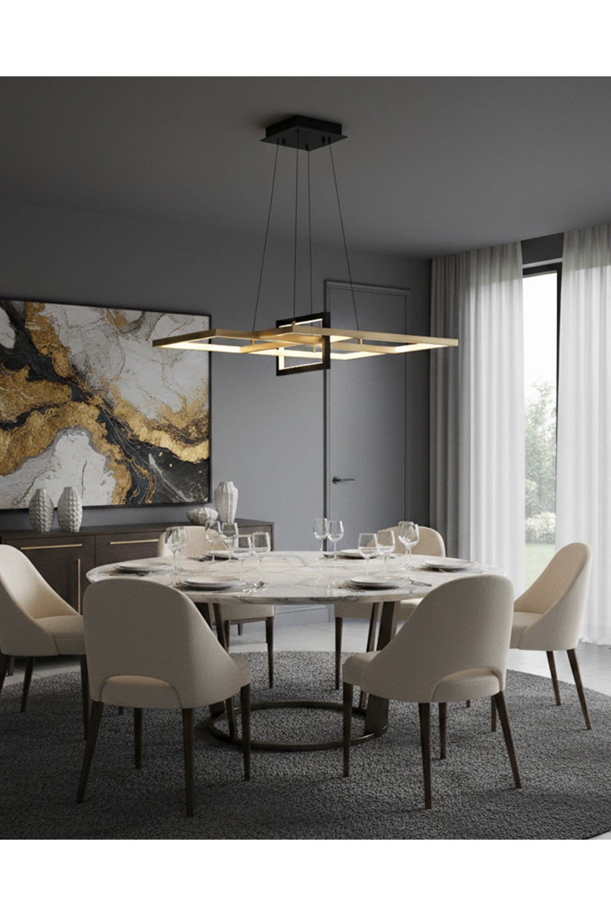 Square 3'lü Yatay Sarkıt 90 cm - Özcan Aydınlatma