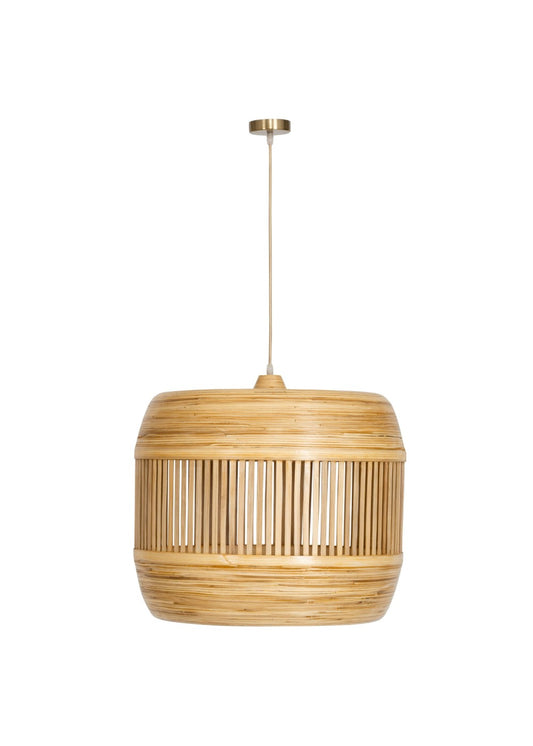Artika Design silindir form bambu sarkıt lamba 50 cm, beyaz fonda