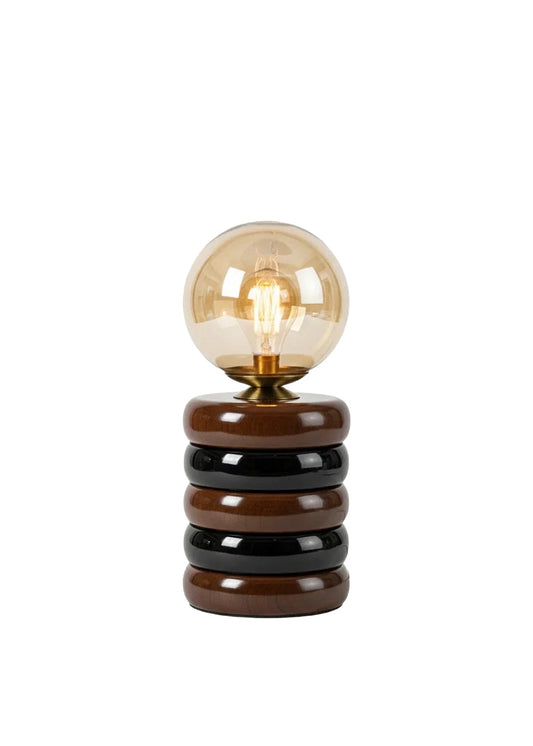 Mystic Shine Design Lumos Brown & Black kahverengi siyah seramik masa lambası, beyaz fon