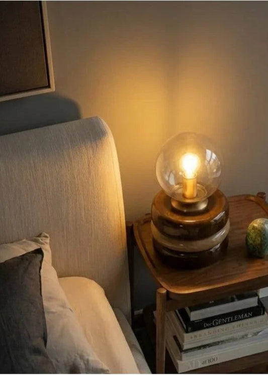 Mystic Shine Design Lumos Brown & Olıve kahverengi zeytin yeşili seramik masa lambası, farklı açı