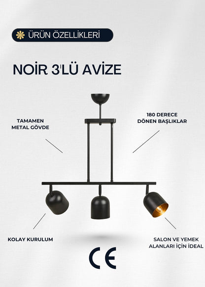Noir 3’lü Avize – görsel 4