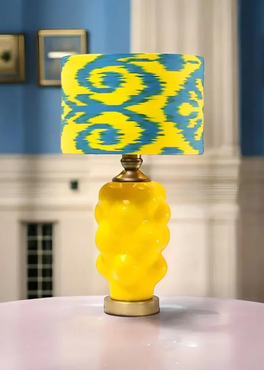 Mystic Shine Design Nımbus sarı seramik abajur, mekânda kullanım