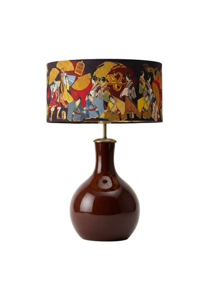 Mystic Shine Design Samulnorı bordo ahşap abajur, beyaz fon