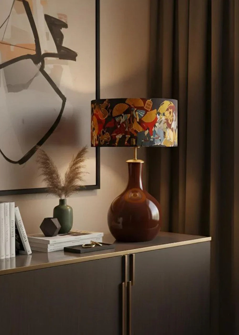 Mystic Shine Design Samulnorı bordo ahşap abajur, farklı açı