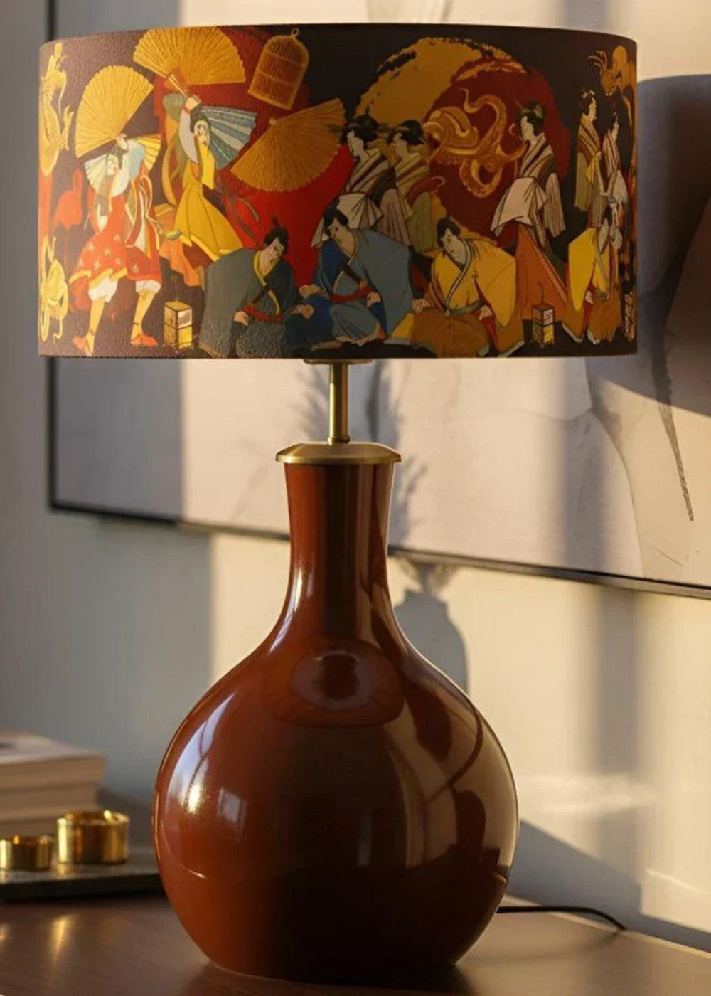 Mystic Shine Design Samulnorı bordo ahşap abajur, farklı açı