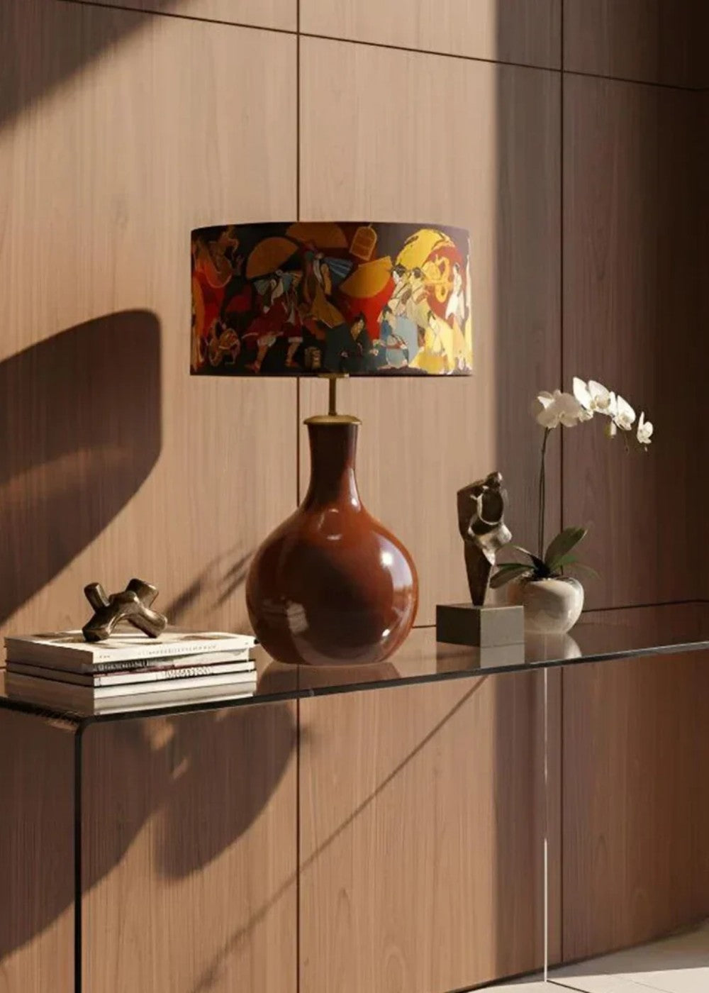 Mystic Shine Design Samulnorı bordo ahşap abajur, farklı açı