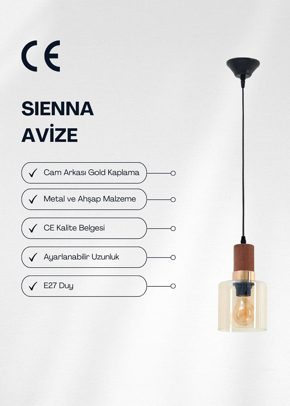 Sienna Tekli Sarkıt Avize – görsel 4