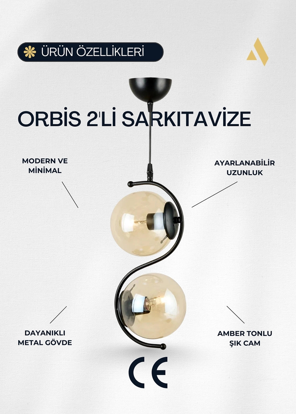 Orbis 2’li Sarkıt Avize – görsel 3