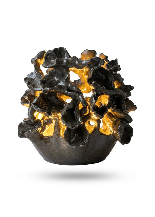 Organik Form Seramik Abajur – El Yapımı Tasarım Lamba – görsel 1