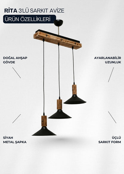 Rita 3’lü Sarkıt Avize – görsel 2